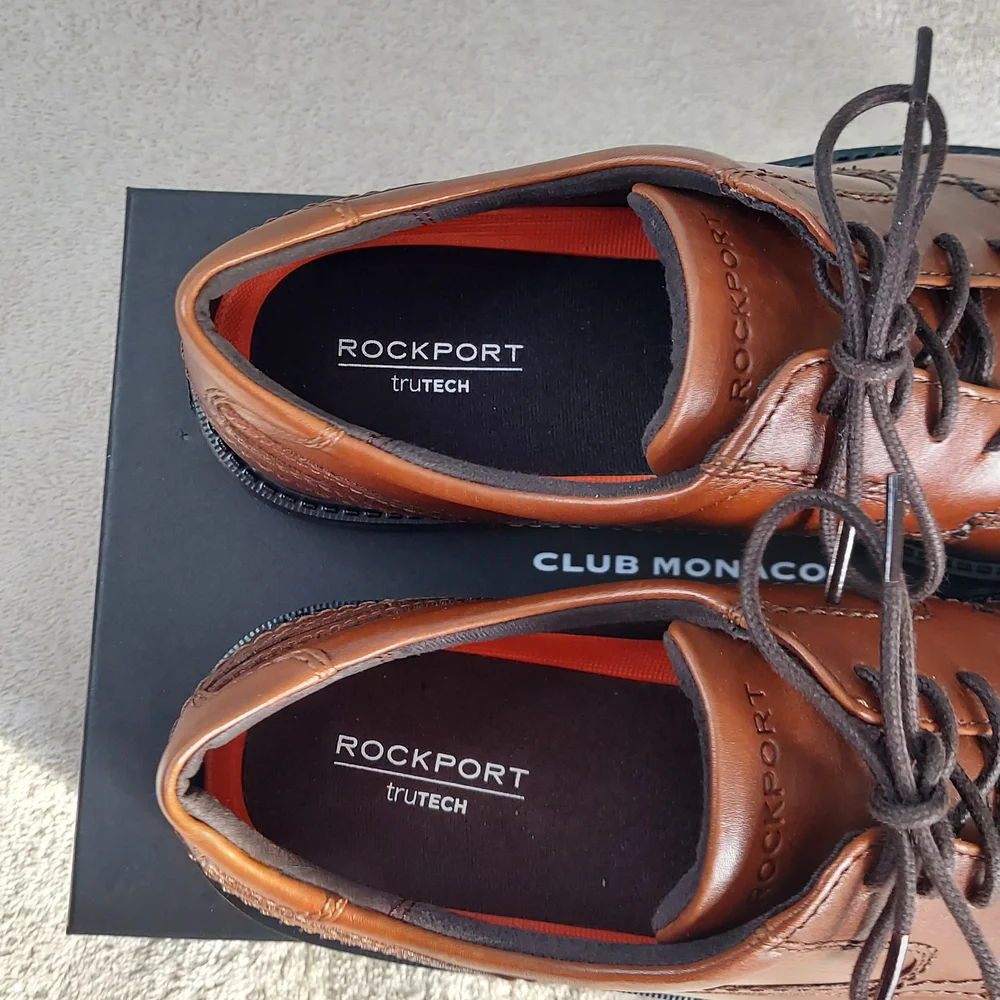 Rockport truTech Oxfords Brown Dress Shoes Mens Size 10Wide NWT Formal Wedding